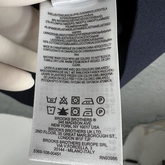 Brooks Brothers Red Fleece Womens XL Navy Eyelet Lace Yoke Shift Dress Stylish - Picture 14 of 15